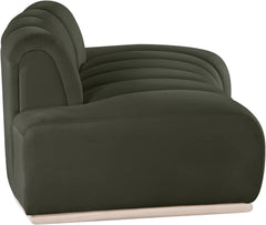 Laguna Green/Natural 78.5" Velvet Upholstered Loveseat - Ornate Home
