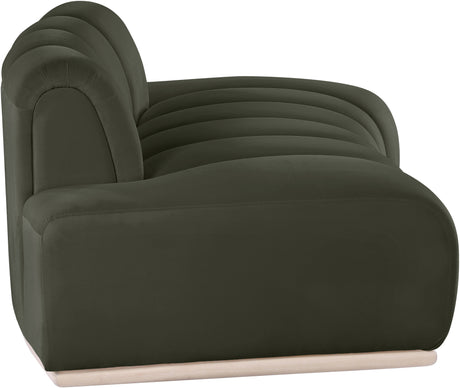 Laguna Green/Natural 78.5" Velvet Upholstered Loveseat - Ornate Home