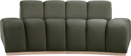Laguna Green/Natural 78.5" Velvet Upholstered Loveseat - Ornate Home