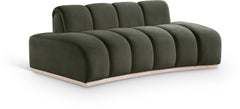 Laguna Green/Natural 78.5" Velvet Upholstered Loveseat - Ornate Home