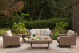 Laguna Heights Beige 3-Piece Outdoor Seating Set (Loveseat & 2 Swivel Lounge) - Ornate Home