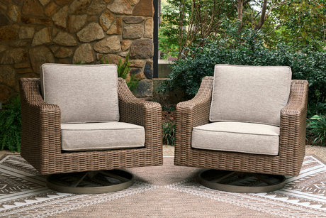 Laguna Heights Beige 4-Piece Outdoor Seating Set (Sofa, Loveseat & 2 Swivel Lounge) - Ornate Home