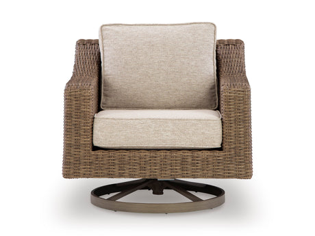 Laguna Heights Beige 4-Piece Outdoor Seating Set (Sofa, Loveseat & 2 Swivel Lounge) - Ornate Home