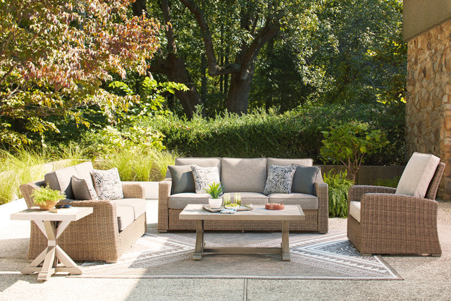 Laguna Heights Beige 3-Piece Outdoor Seating Set (Sofa, Loveeat & Recliner) - Ornate Home