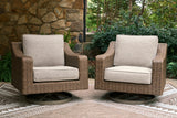 Laguna Heights Beige 3-Piece Outdoor Seating Set (Sofa & 2 Swivel Lounge) - Ornate Home