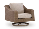 Laguna Heights Beige 3-Piece Outdoor Seating Set (Sofa & 2 Swivel Lounge) - Ornate Home