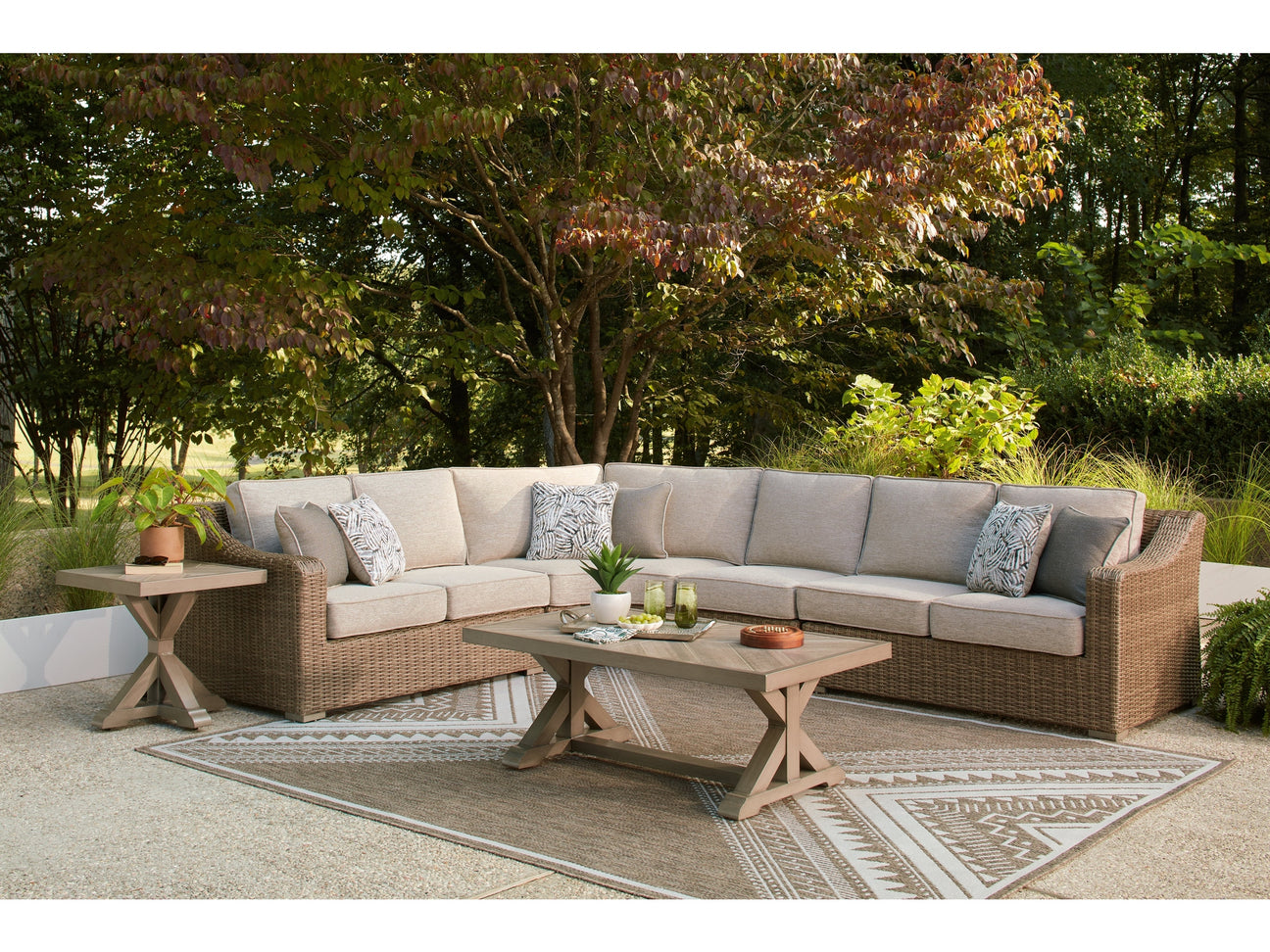 Laguna Heights Beige 4-Piece Outdoor Sectional - Ornate Home