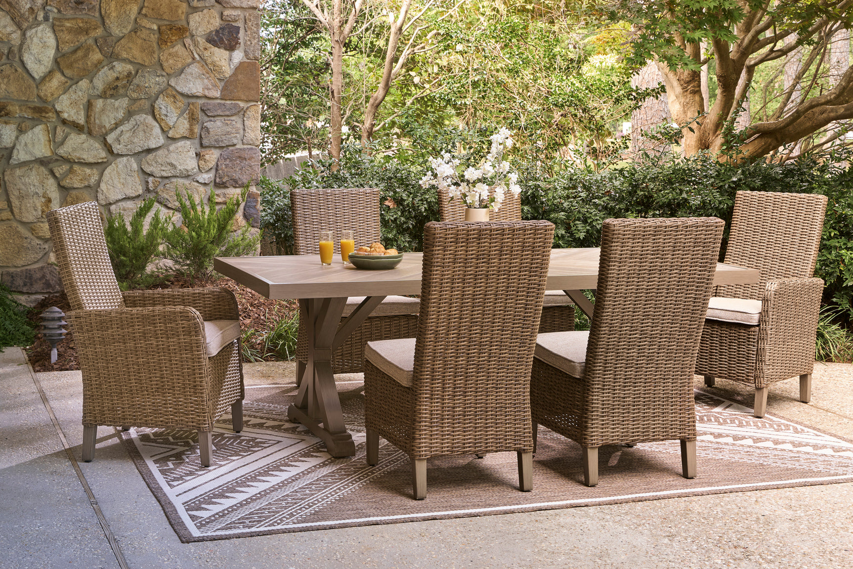 Laguna Heights Beige 7-Piece Outdoor Dining Set - Ornate Home