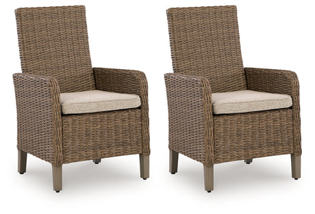 Laguna Heights Beige Outdoor Arm Chair with Cushion (Set of 2) - Ornate Home
