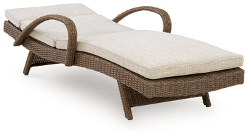 Laguna Heights Beige Outdoor Chaise Lounge with Cushion - Ornate Home