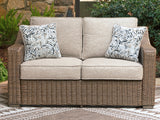 Laguna Heights Beige Outdoor Loveseat with Cushion - Ornate Home
