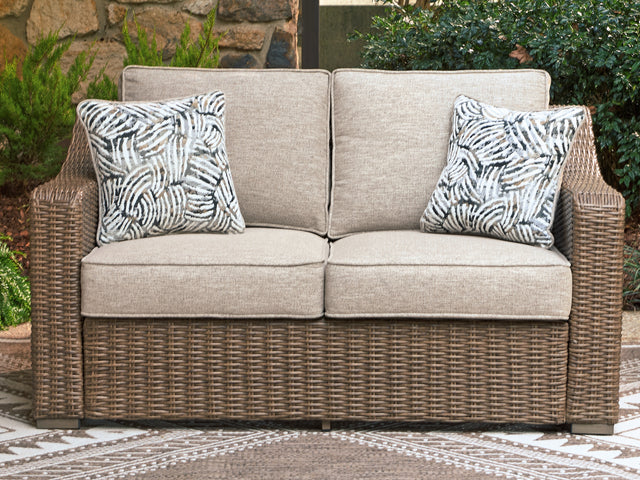 Laguna Heights Beige Outdoor Loveseat with Cushion - Ornate Home