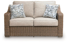 Laguna Heights Beige Outdoor Loveseat with Cushion - Ornate Home