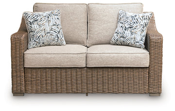 Laguna Heights Beige Outdoor Loveseat with Cushion - Ornate Home
