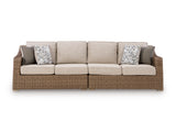 Laguna Heights Beige Outdoor Raf/Laf Loveseat with Cushion (Set of 2) - Ornate Home