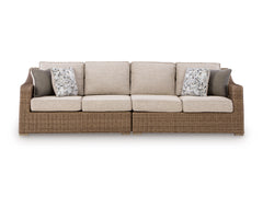 Laguna Heights Beige Outdoor Raf/Laf Loveseat with Cushion (Set of 2) - Ornate Home