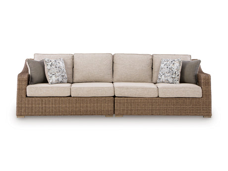 Laguna Heights Beige Outdoor Raf/Laf Loveseat with Cushion (Set of 2) - Ornate Home