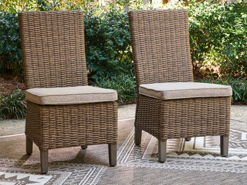 Laguna Heights Beige Outdoor Side Chair with Cushion (Set of 2) - Ornate Home