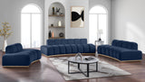 Laguna Navy/Natural 106" Velvet Upholstered Sofa - Ornate Home