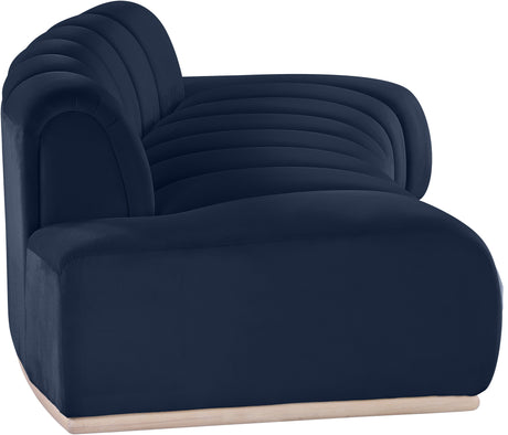 Laguna Navy/Natural 106" Velvet Upholstered Sofa - Ornate Home