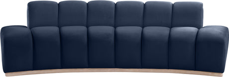Laguna Navy/Natural 106" Velvet Upholstered Sofa - Ornate Home
