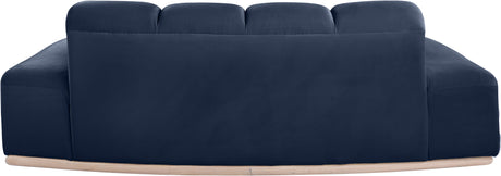 Laguna Navy/Natural 78.5" Velvet Upholstered Loveseat - Ornate Home