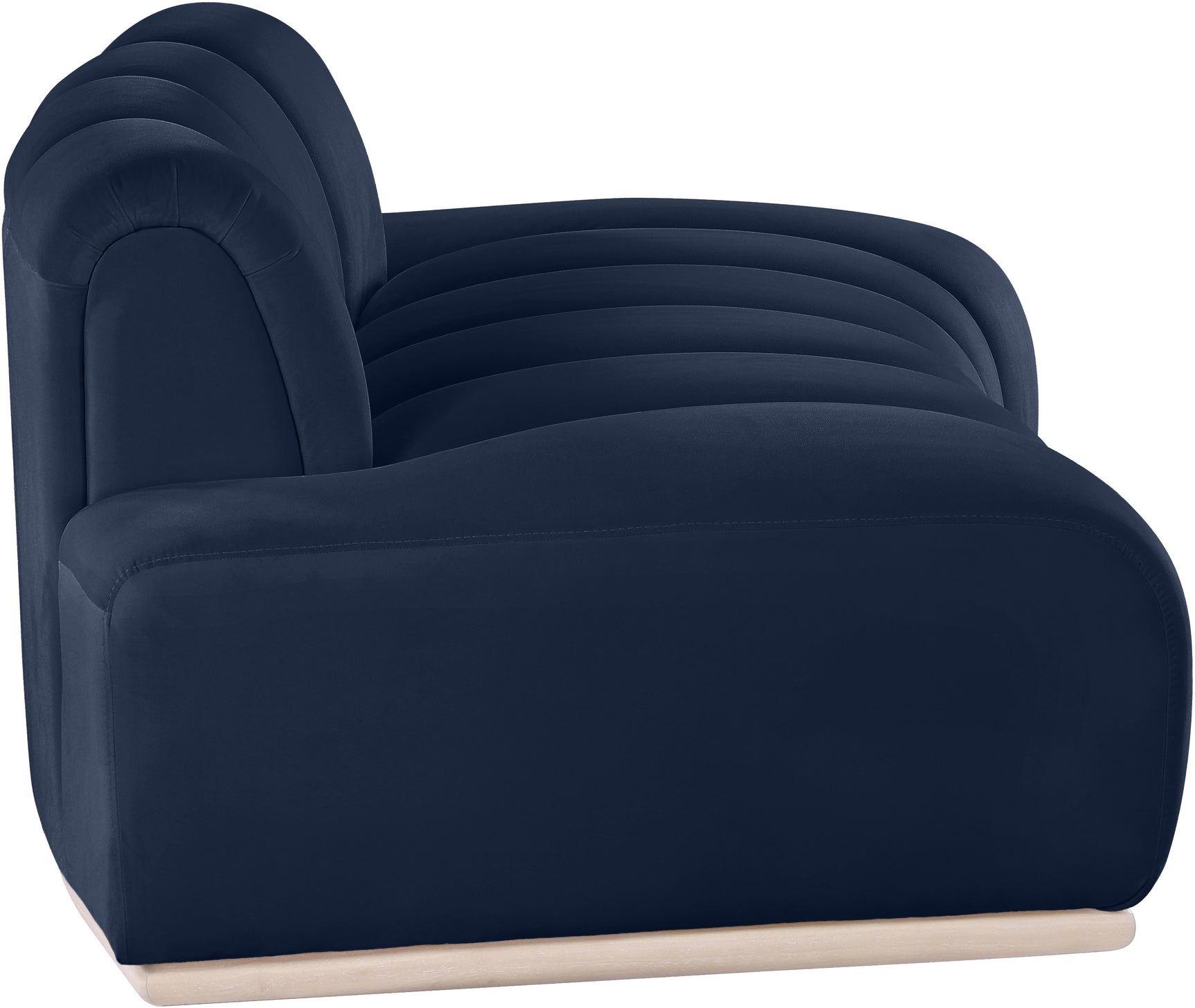 Laguna Navy/Natural 78.5" Velvet Upholstered Loveseat - Ornate Home