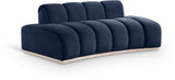 Laguna Navy/Natural 78.5" Velvet Upholstered Loveseat - Ornate Home