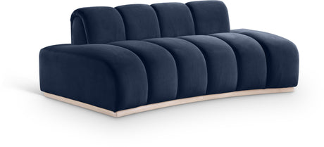 Laguna Navy/Natural 78.5" Velvet Upholstered Loveseat - Ornate Home