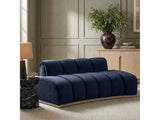 Laguna Navy/Natural 78.5" Velvet Upholstered Loveseat - Ornate Home