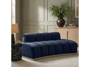 Laguna Navy/Natural 78.5" Velvet Upholstered Loveseat - Ornate Home