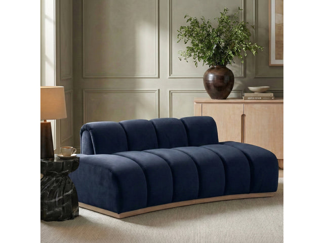 Laguna Navy/Natural 78.5" Velvet Upholstered Loveseat - Ornate Home