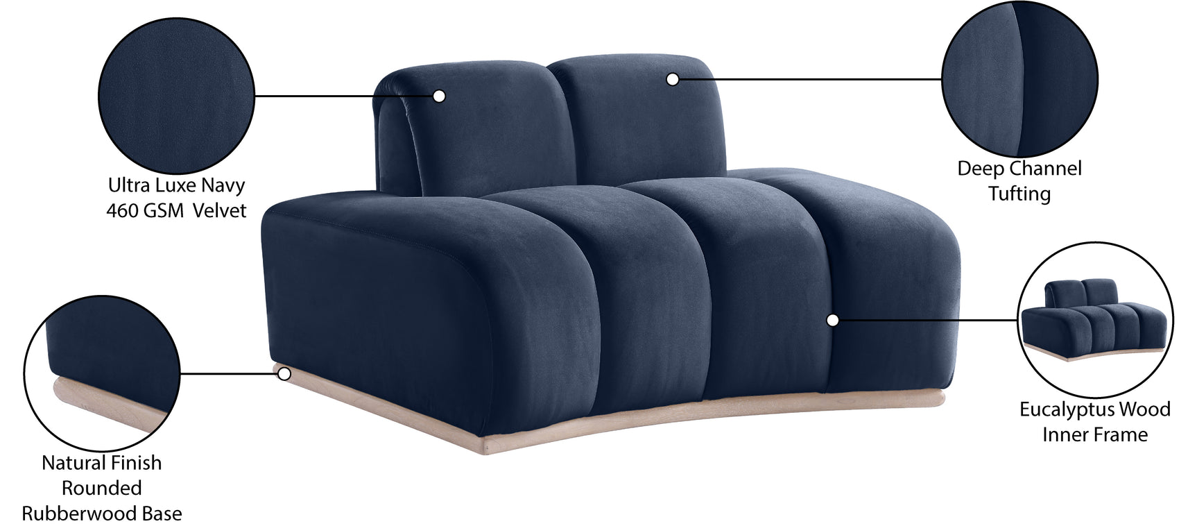 Laguna Navy/Natural Upholstered Chair - Ornate Home
