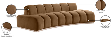 Laguna Saddle/Natural 106" Velvet Upholstered Sofa - Ornate Home