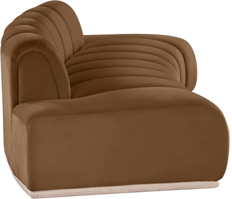 Laguna Saddle/Natural 106" Velvet Upholstered Sofa - Ornate Home