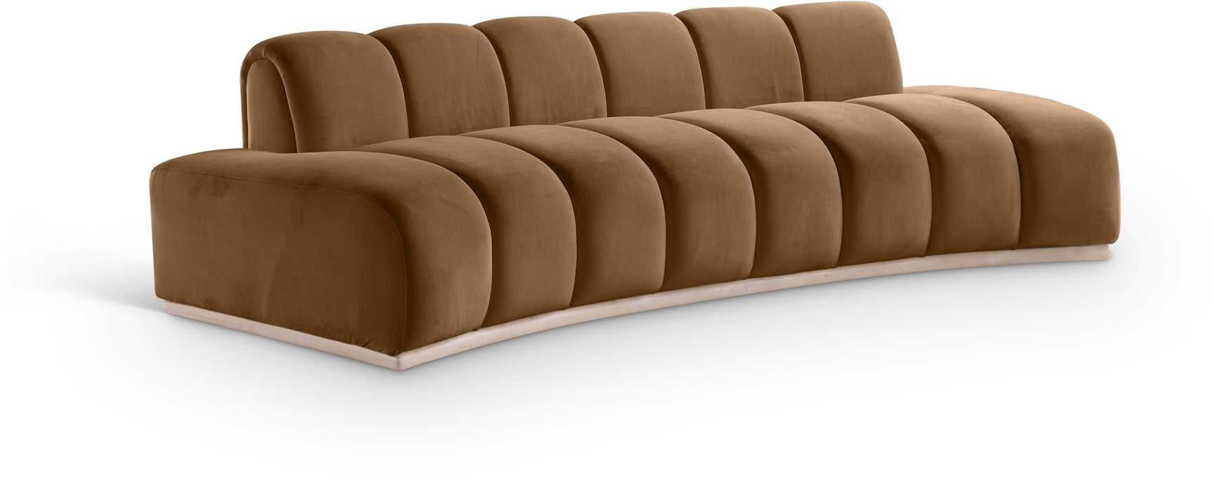 Laguna Saddle/Natural 106" Velvet Upholstered Sofa - Ornate Home