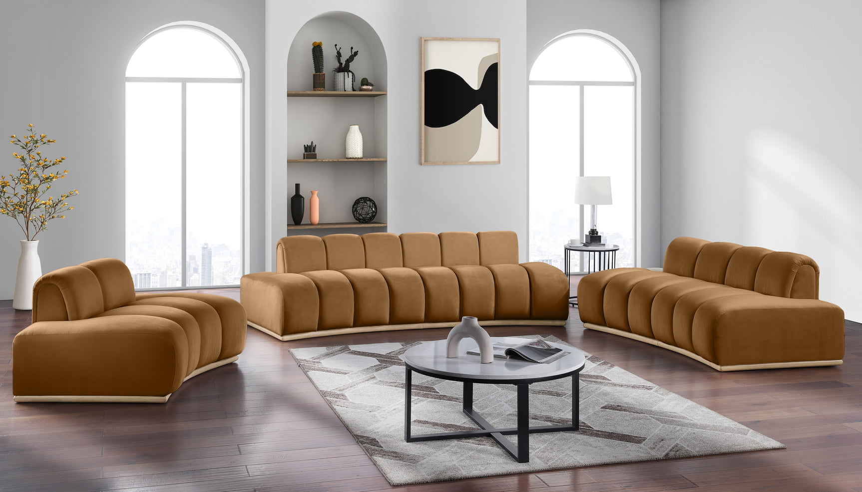 Laguna Saddle/Natural 78.5" Velvet Upholstered Loveseat - Ornate Home