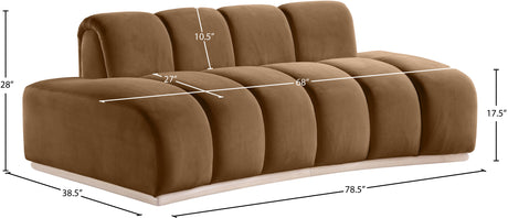 Laguna Saddle/Natural 78.5" Velvet Upholstered Loveseat - Ornate Home