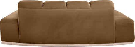 Laguna Saddle/Natural 78.5" Velvet Upholstered Loveseat - Ornate Home