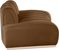 Laguna Saddle/Natural 78.5" Velvet Upholstered Loveseat - Ornate Home