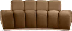 Laguna Saddle/Natural 78.5" Velvet Upholstered Loveseat - Ornate Home