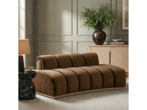 Laguna Saddle/Natural 78.5" Velvet Upholstered Loveseat - Ornate Home