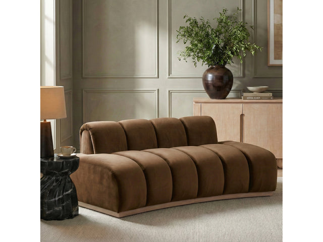 Laguna Saddle/Natural 78.5" Velvet Upholstered Loveseat - Ornate Home