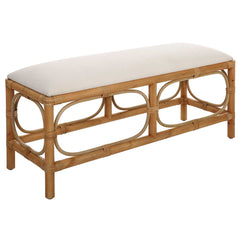 Laguna White Fabric Rattan Bench - Ornate Home
