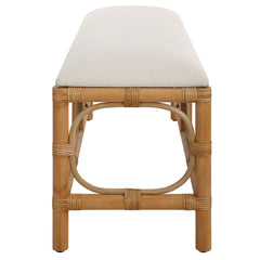 Laguna White Fabric Rattan Bench - Ornate Home