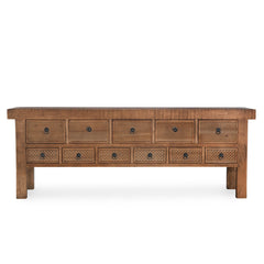 Lahey Mission Brown Solid Wood 11 Dwr Rectangle Console Table - Ornate Home