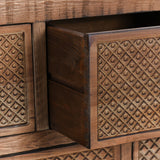 Lahey Mission Brown Solid Wood 11 Dwr Rectangle Console Table - Ornate Home