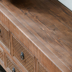Lahey Mission Brown Solid Wood 11 Dwr Rectangle Console Table - Ornate Home