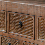 Lahey Mission Brown Solid Wood 11 Dwr Rectangle Console Table - Ornate Home