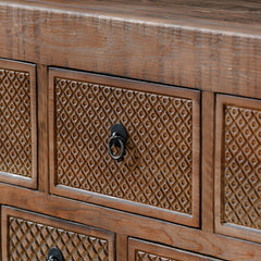 Lahey Mission Brown Solid Wood 11 Dwr Rectangle Console Table - Ornate Home